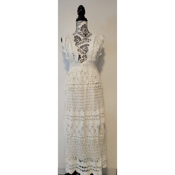 LULUMARI WOMEN'S DRESS SIZE XS WHITE FABRIC WITH LACE DETAIL - Picture 1 of 13